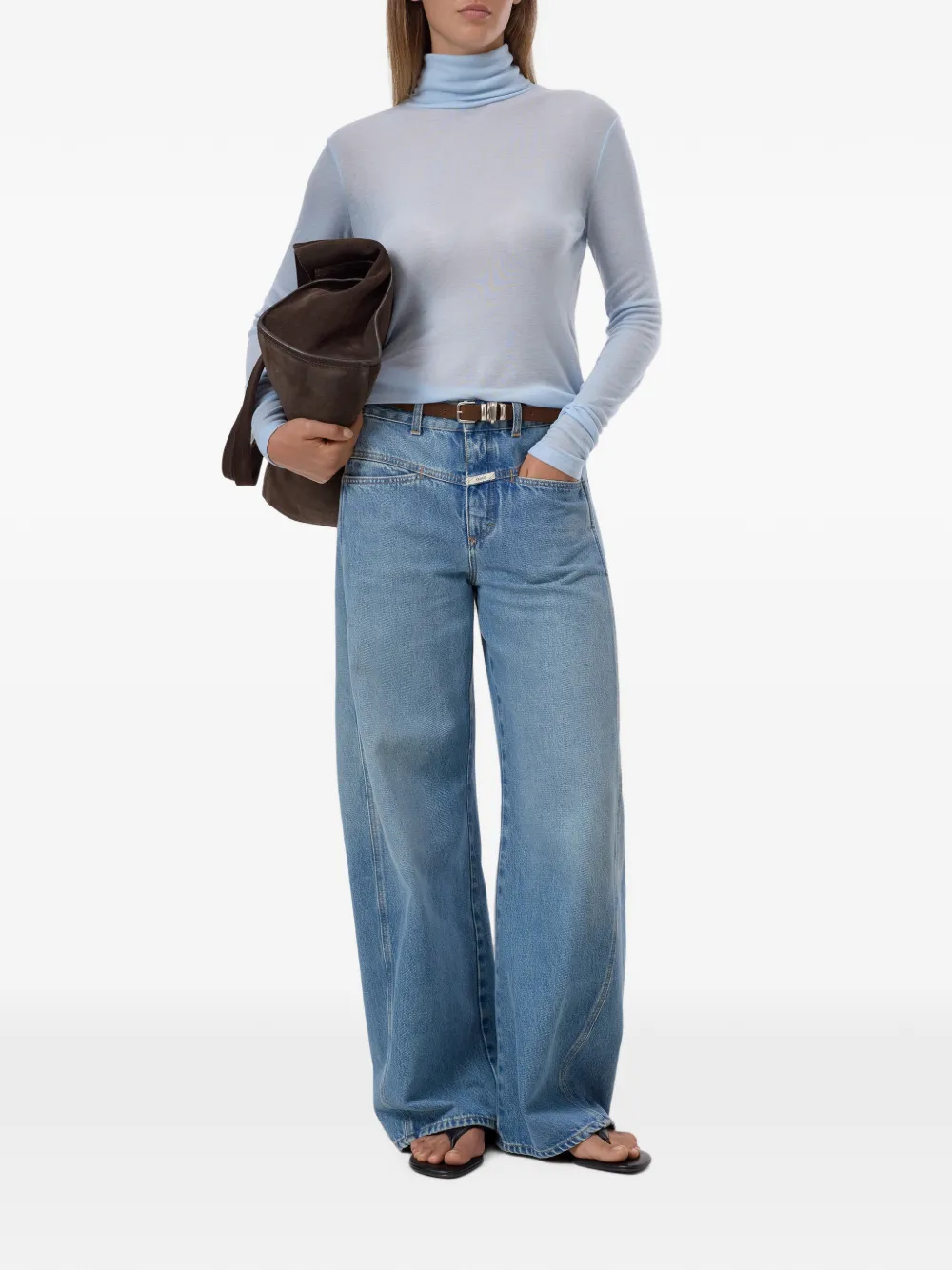 Closed T-shirt met lange mouwen Blauw