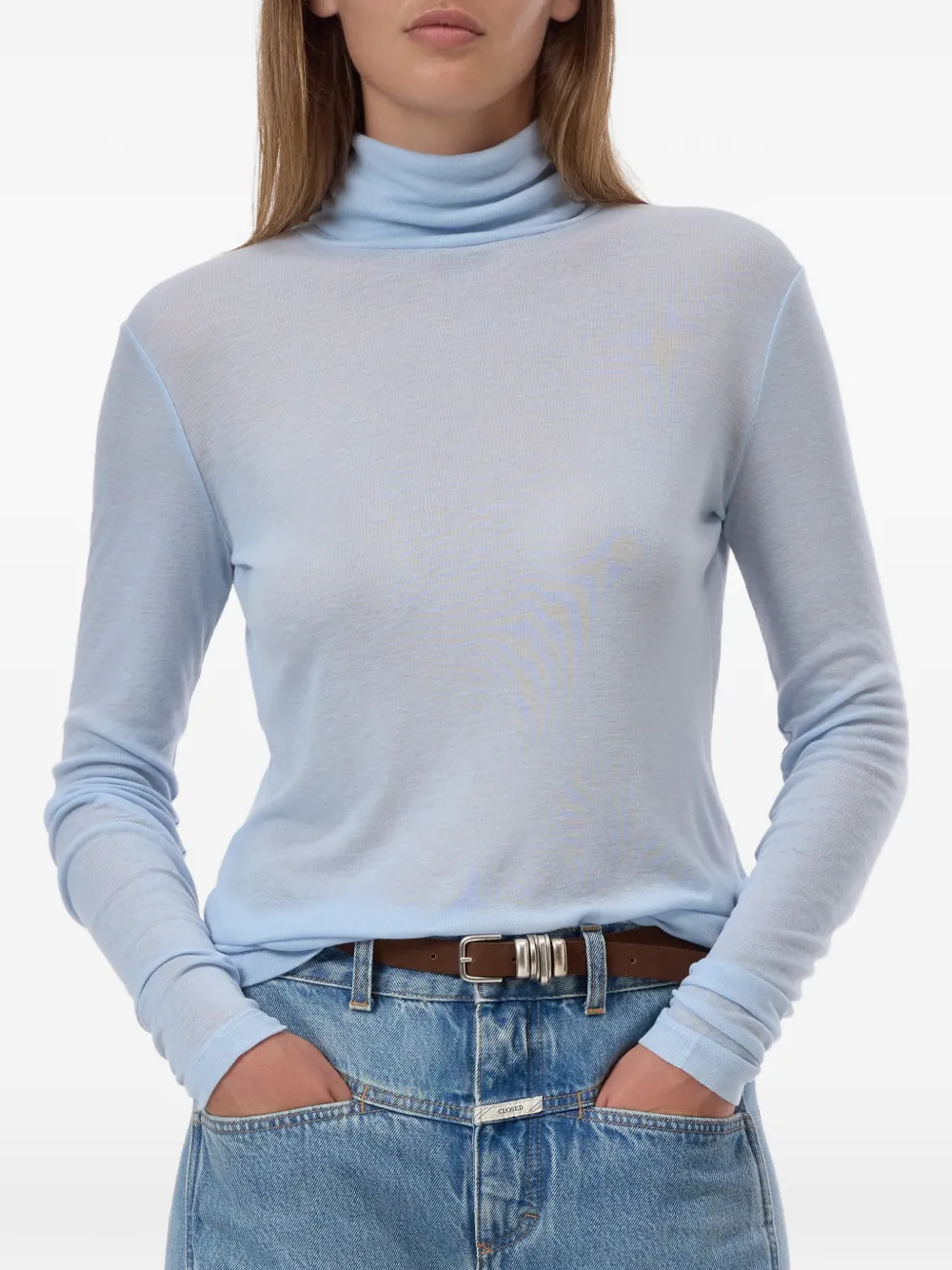Closed T-shirt met lange mouwen Blauw