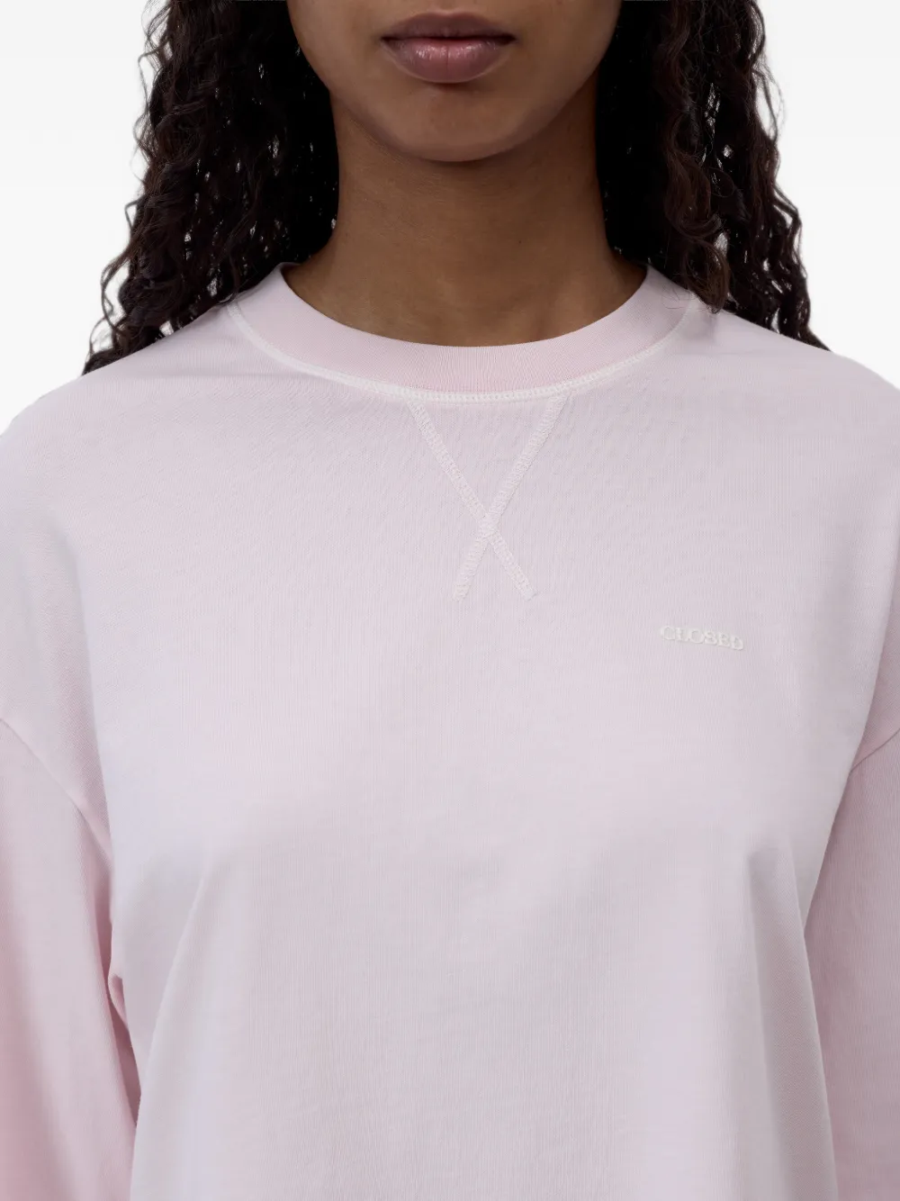 Closed T-shirt met geborduurd logo Roze