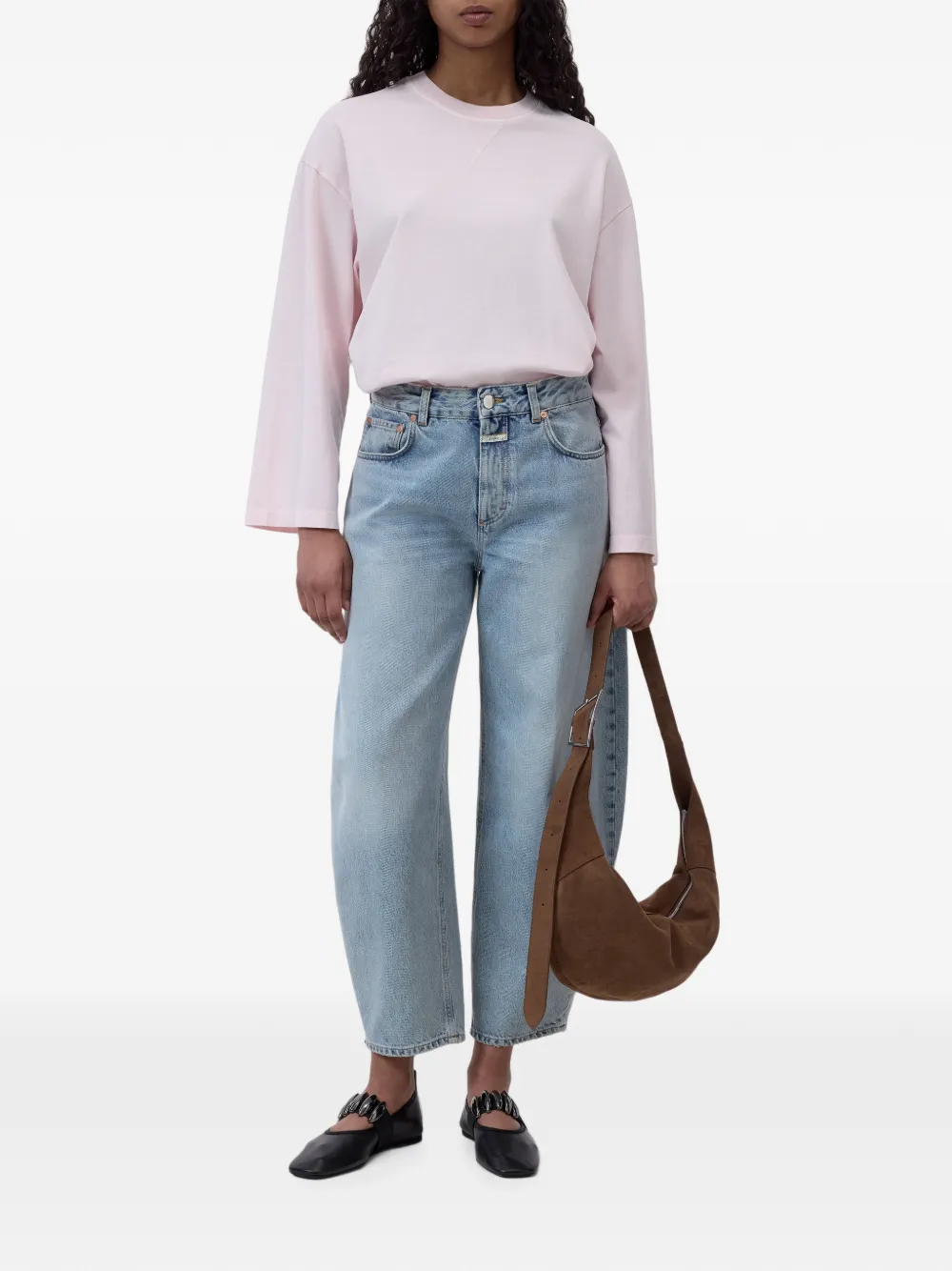 Closed T-shirt met geborduurd logo Roze