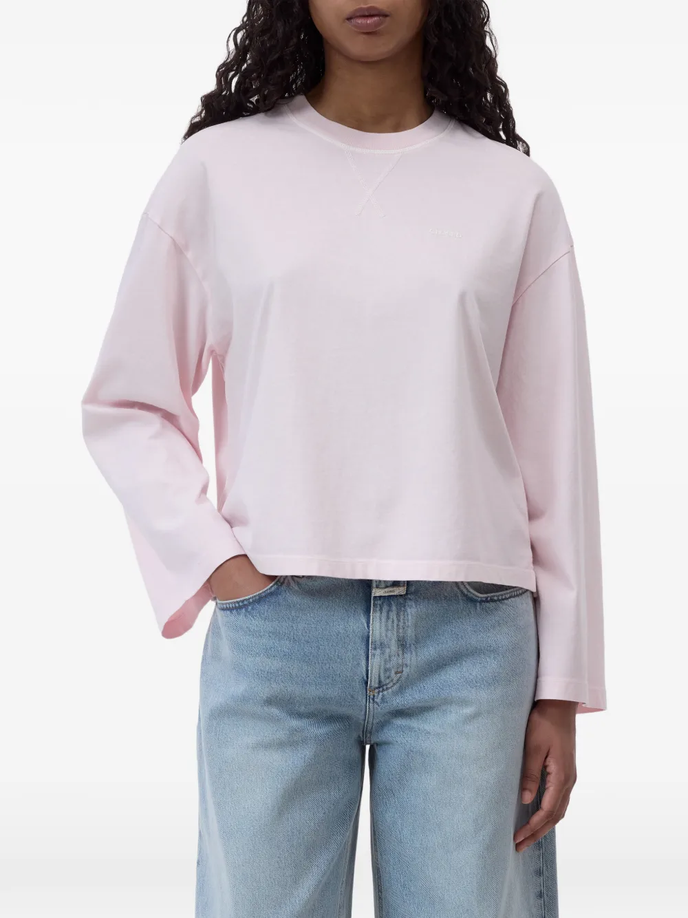 Closed T-shirt met geborduurd logo Roze