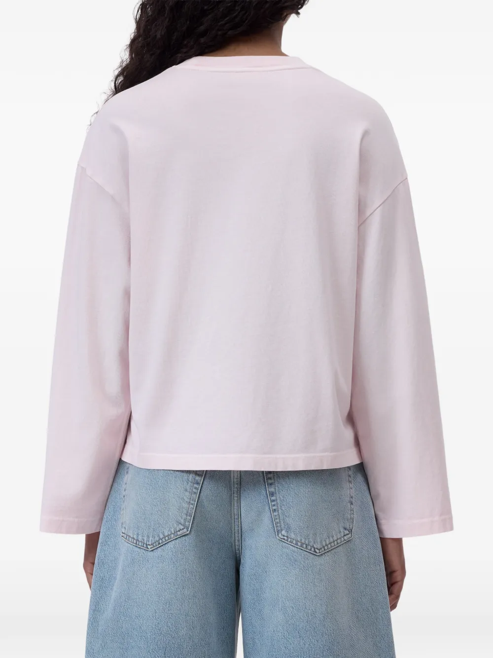 Closed T-shirt met geborduurd logo Roze