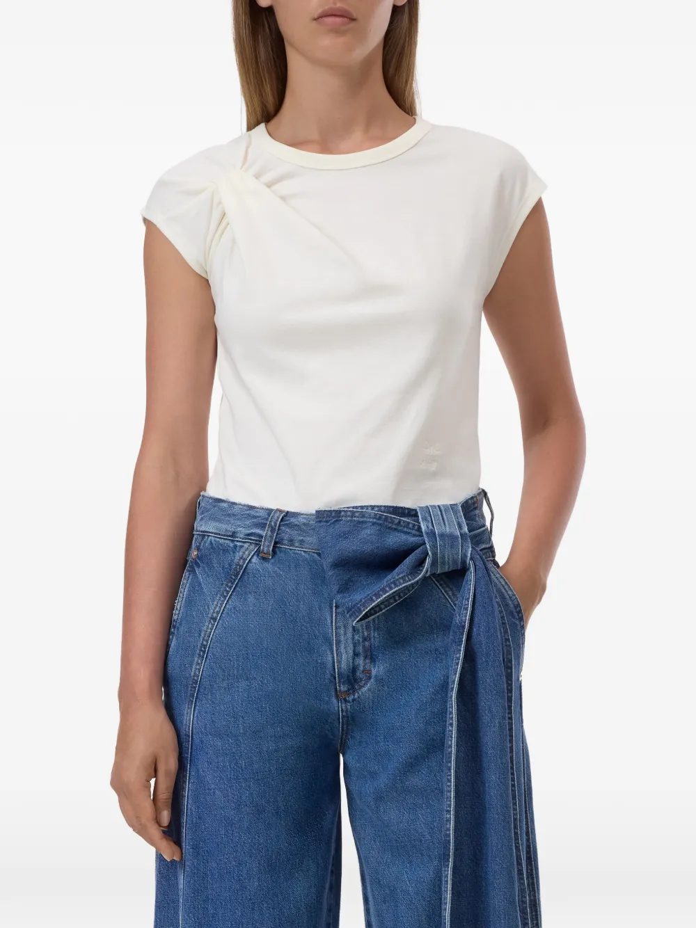 Closed T-shirt met geknoopt detail Beige