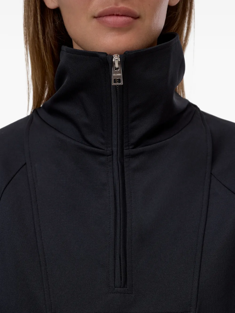 Closed Trainingsjack met raglan mouwen en kwartrits Zwart