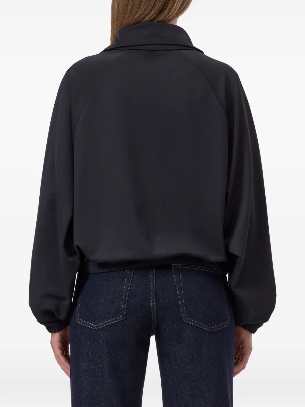 Closed Trainingsjack met raglan mouwen en kwartrits Zwart