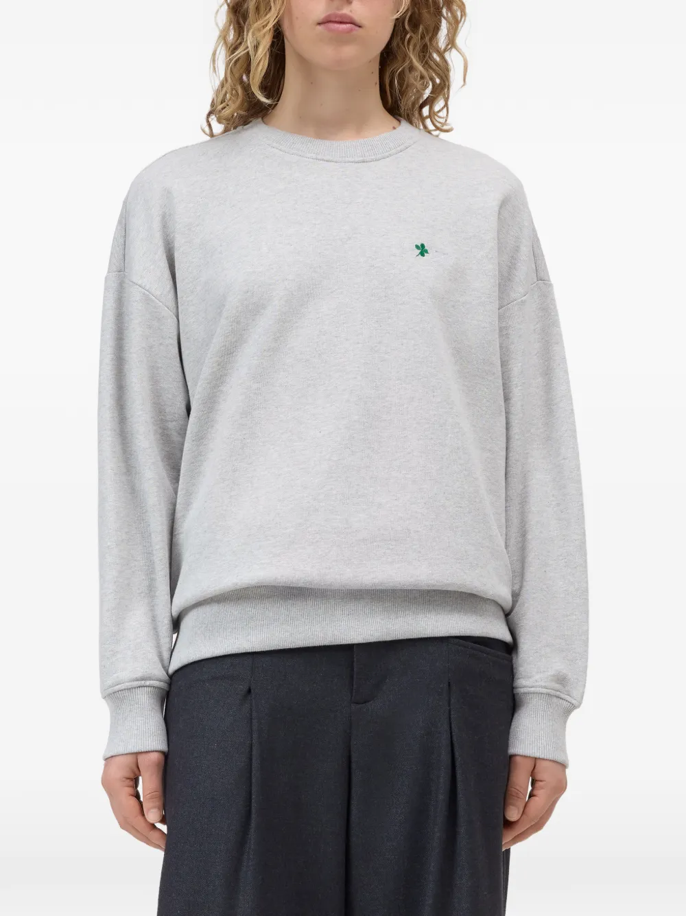 Closed Sweater met geborduurd logo Grijs