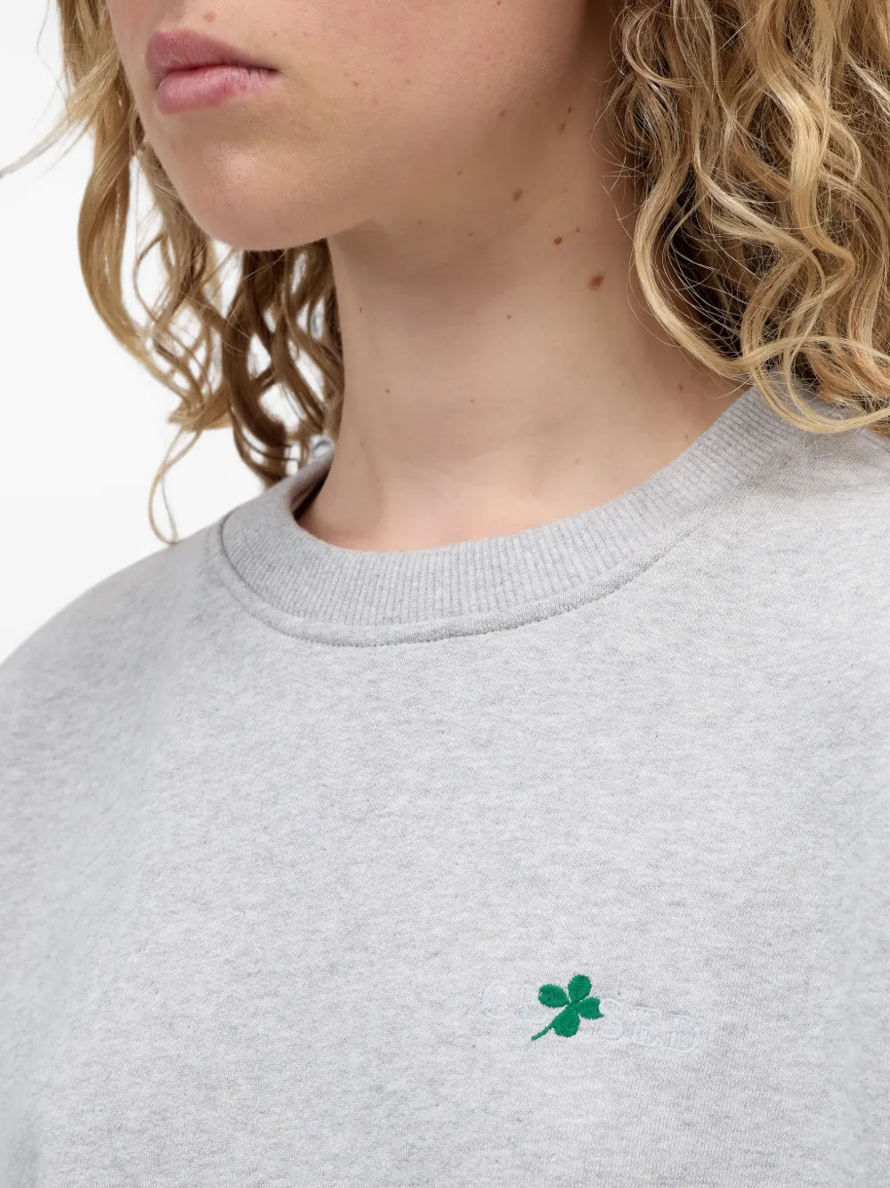 Closed Sweater met geborduurd logo Grijs
