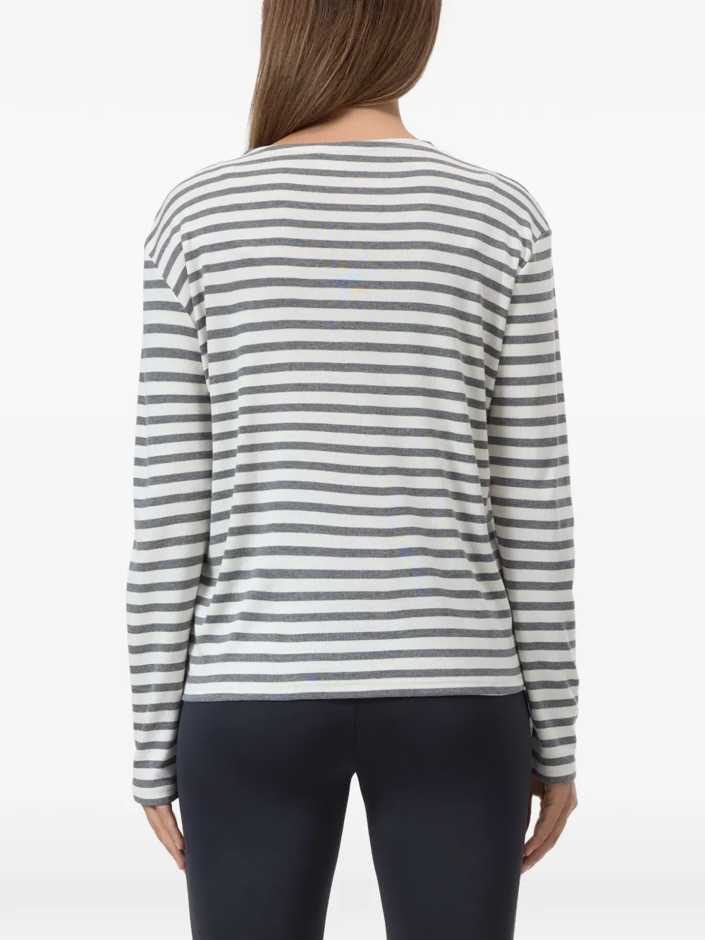 Closed striped long-sleeve T-shirt Beige