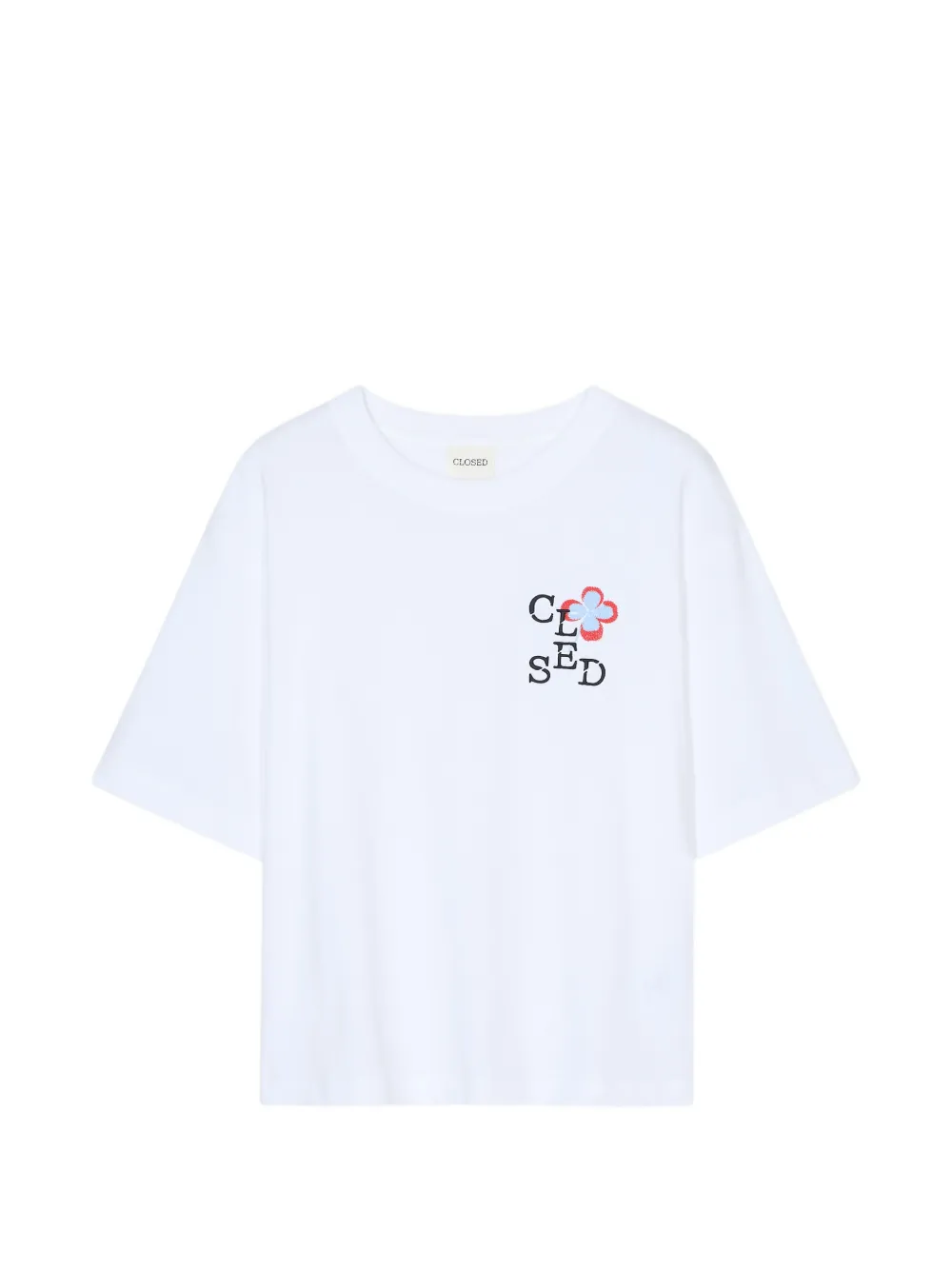 Closed embroidered logo-patch T-shirt
