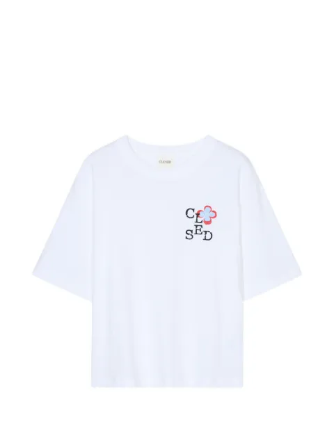 Closed embroidered logo-patch T-shirt