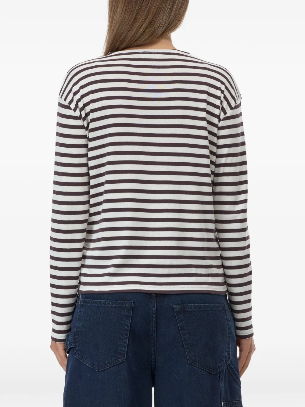 Closed Gestreept T-shirt met lange mouwen Bruin