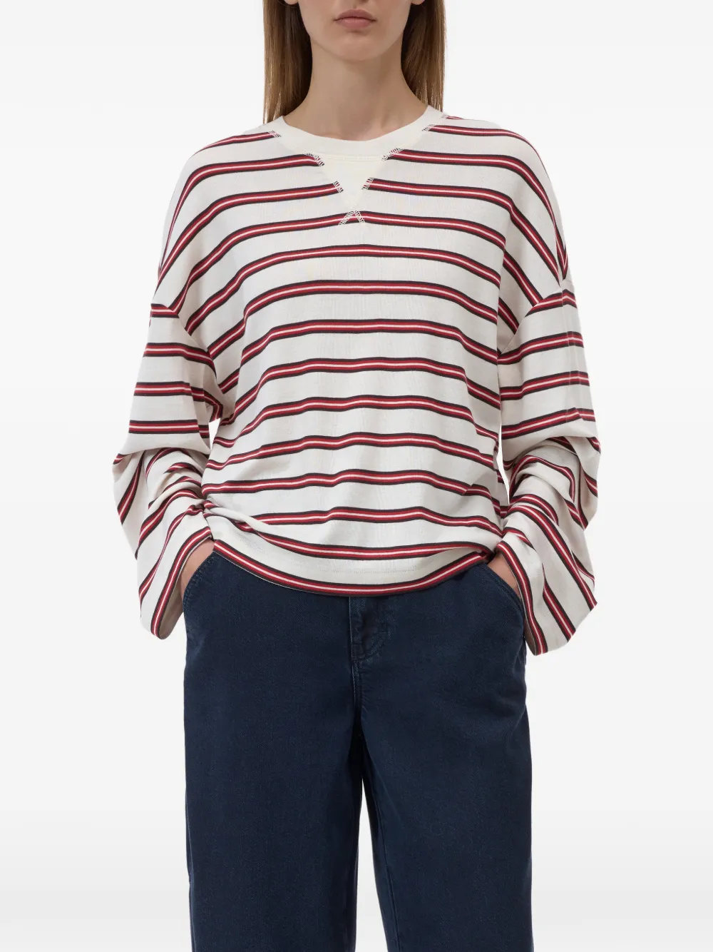 Closed Gestreept T-shirt met lange mouwen Beige