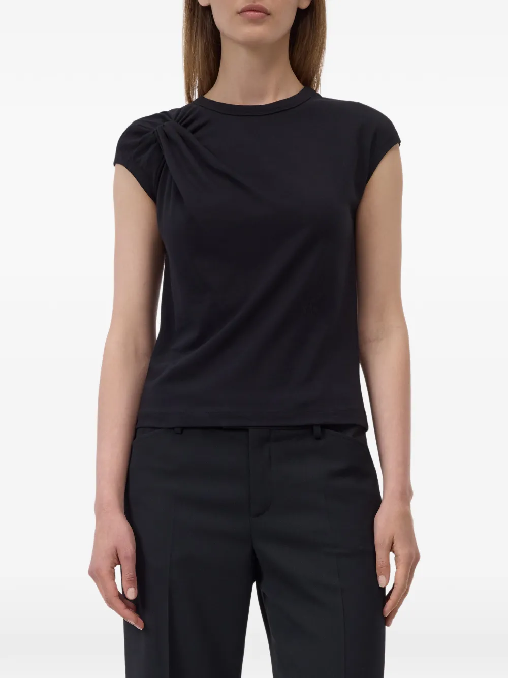Closed T-shirt met geknoopt detail Zwart
