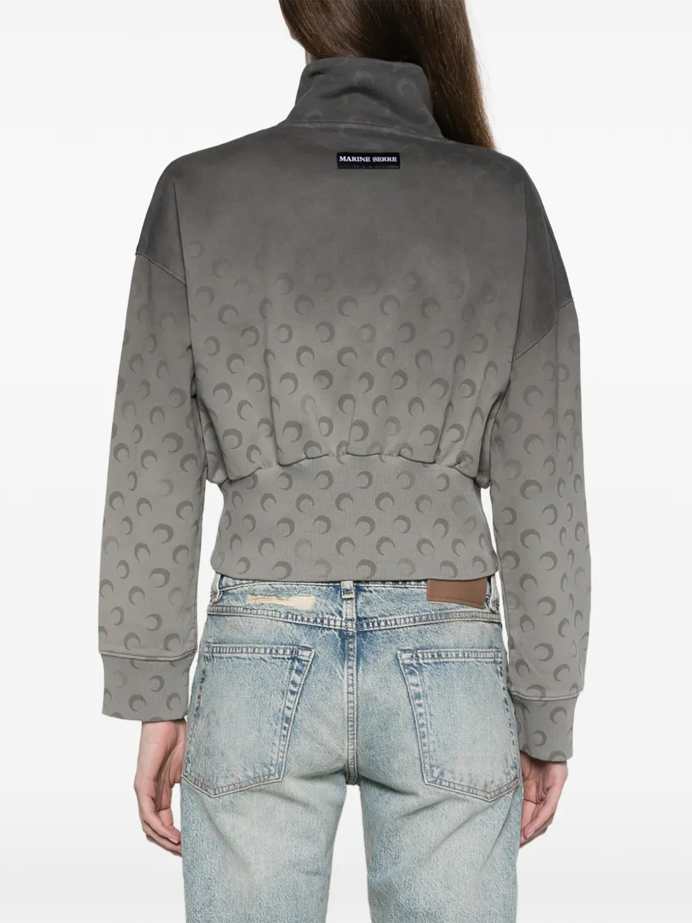 Marine Serre faded Moon zipped sweatshirt Grijs