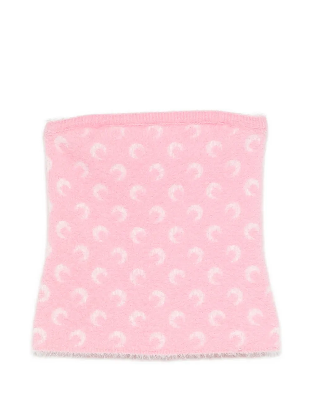 Marine Serre fluffy Moon jacquard knit bustier top Roze