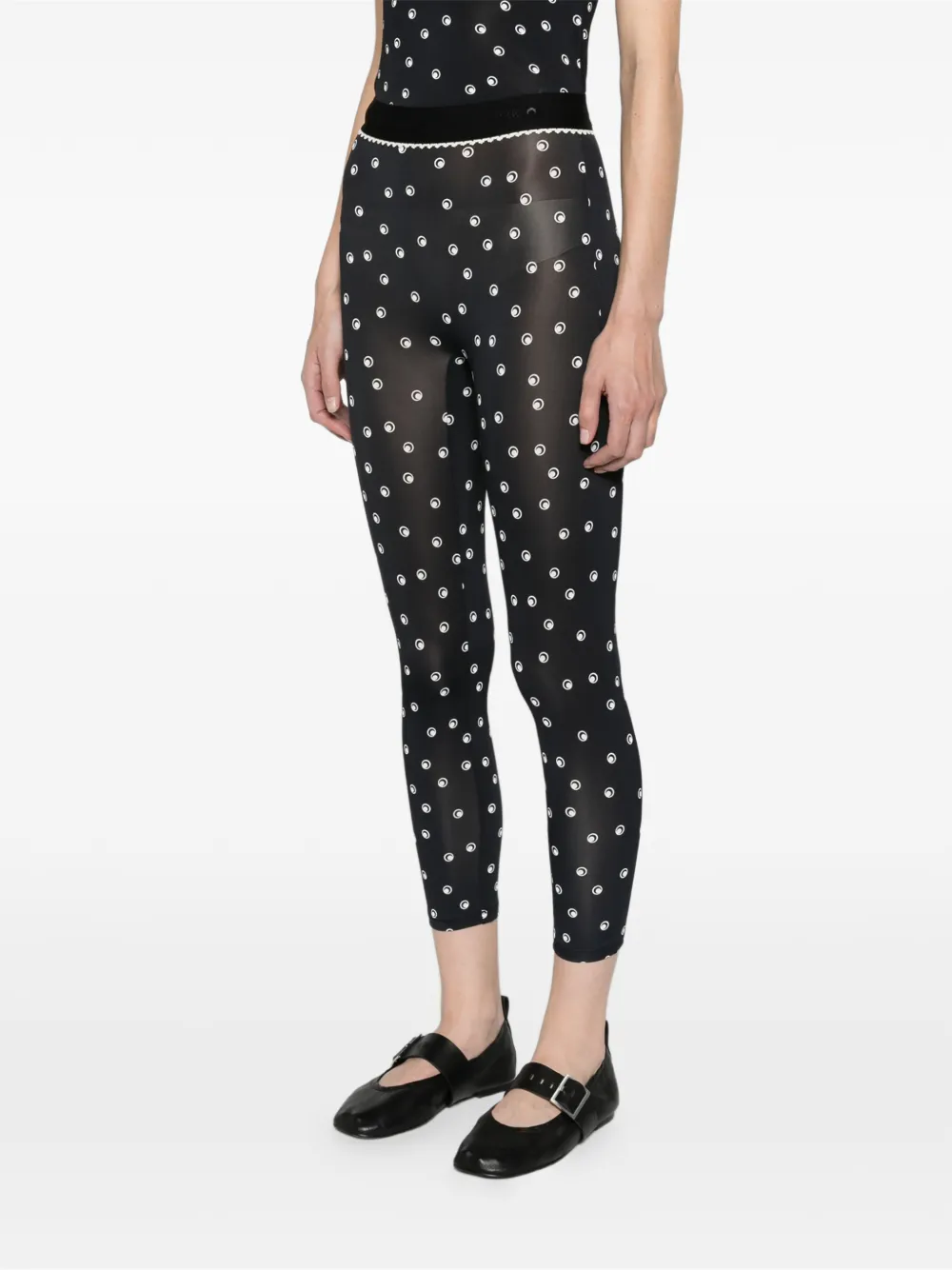 Marine Serre polka-dot Moon jersey capri leggings Zwart