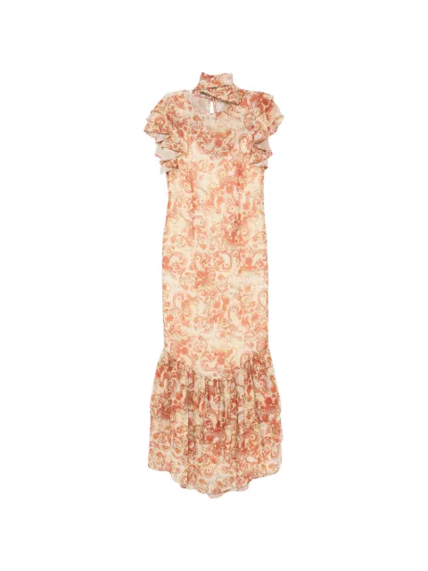 De La Vali Avalon paisley-print ruffled maxi dress