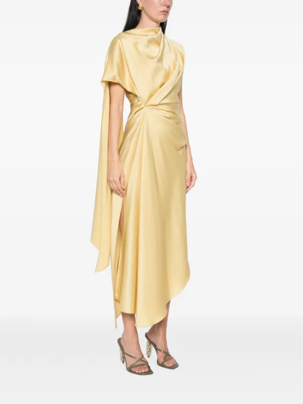 de la vali gold dress Lunessa Draped Asymmetric | Yellow SSDEC25