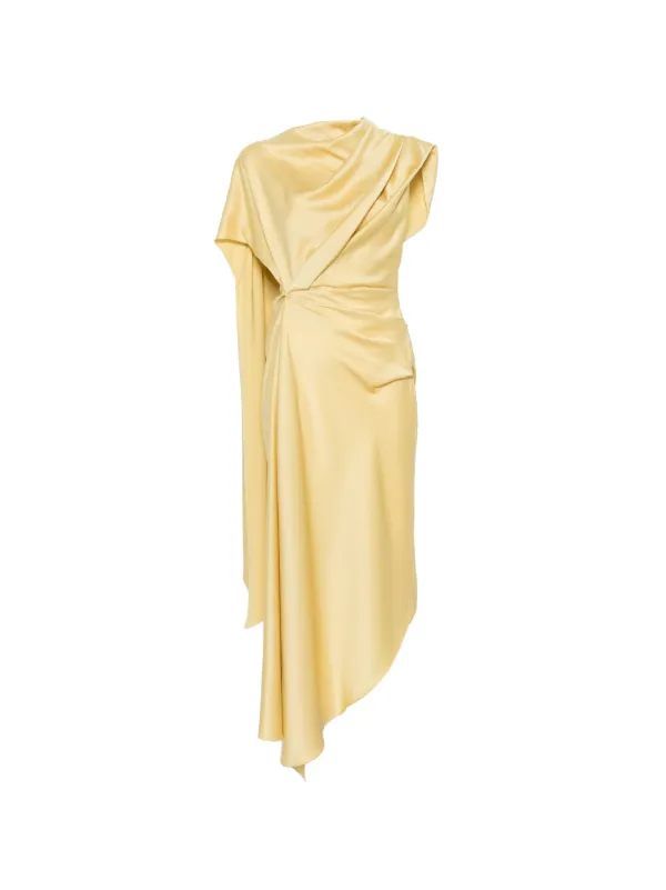 De La Vali Lunessa Draped Asymmetric Dress | Yellow