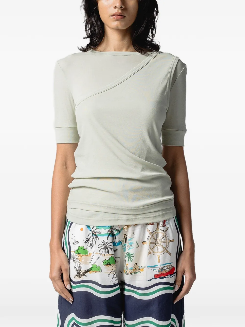 Muller Of Yoshiokubo layered cotton T-shirt - Grün