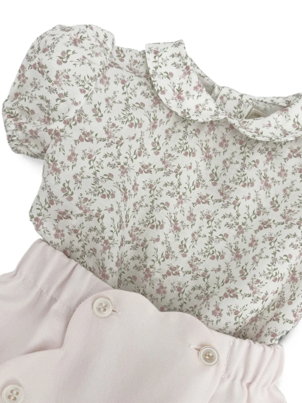 La Stupenderia Shorts en top met Peter Pan-kraag en bloemen-print Wit