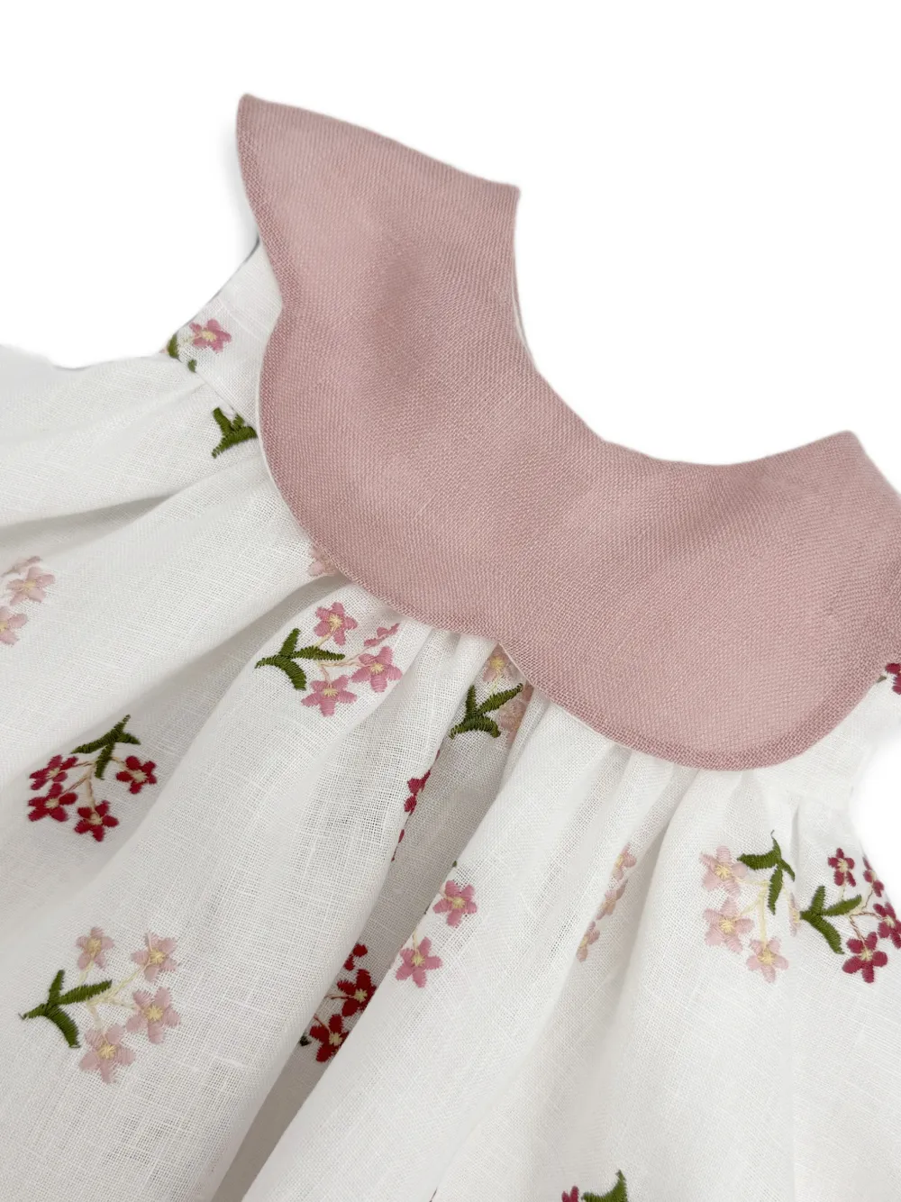 La Stupenderia Jurk met gewelfde kraag en geborduurde bloemen (set van twee) Wit