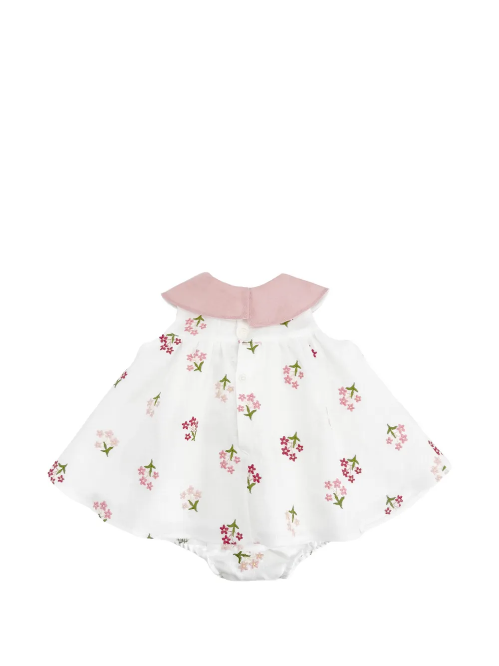 La Stupenderia Jurk met gewelfde kraag en geborduurde bloemen (set van twee) Wit