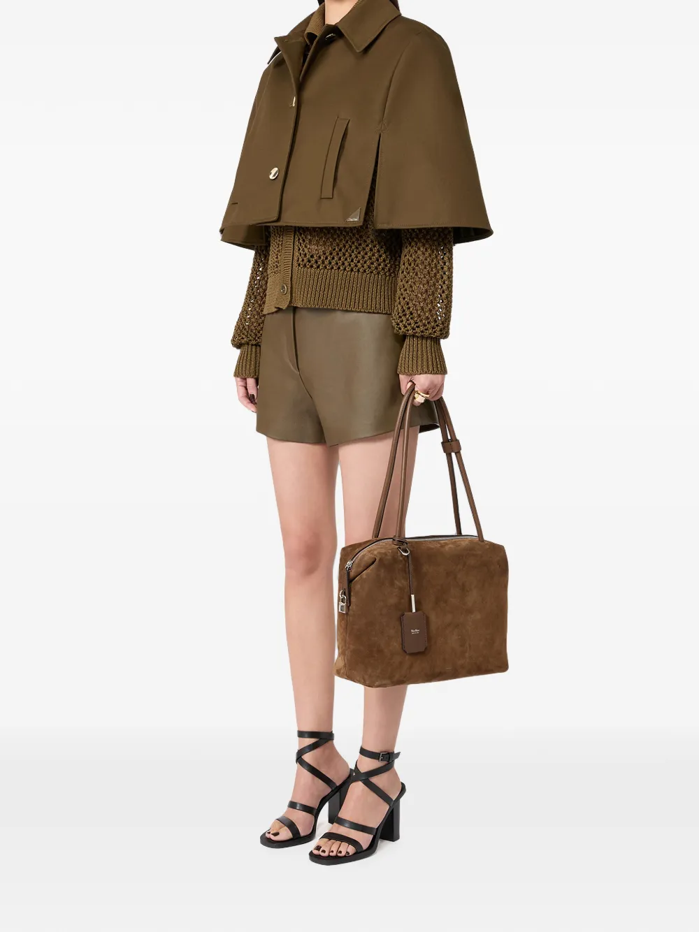 Max Mara Suède shopper met ritssluiting Bruin
