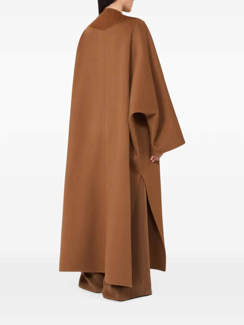 Max Mara Kasjmier jas met suède vlakken Bruin