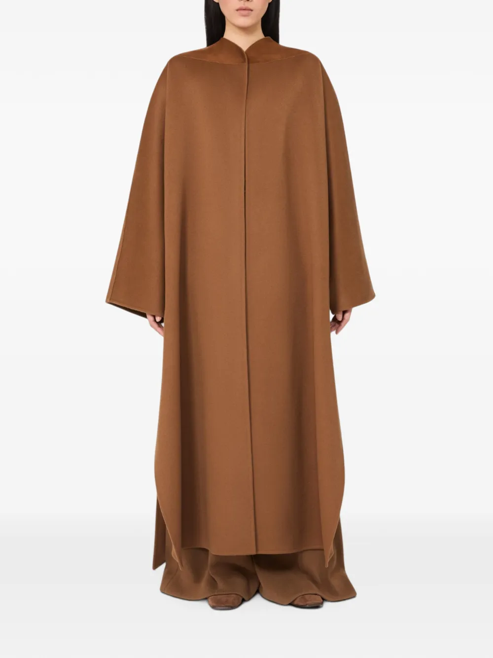 Max Mara Kasjmier jas met suède vlakken Bruin