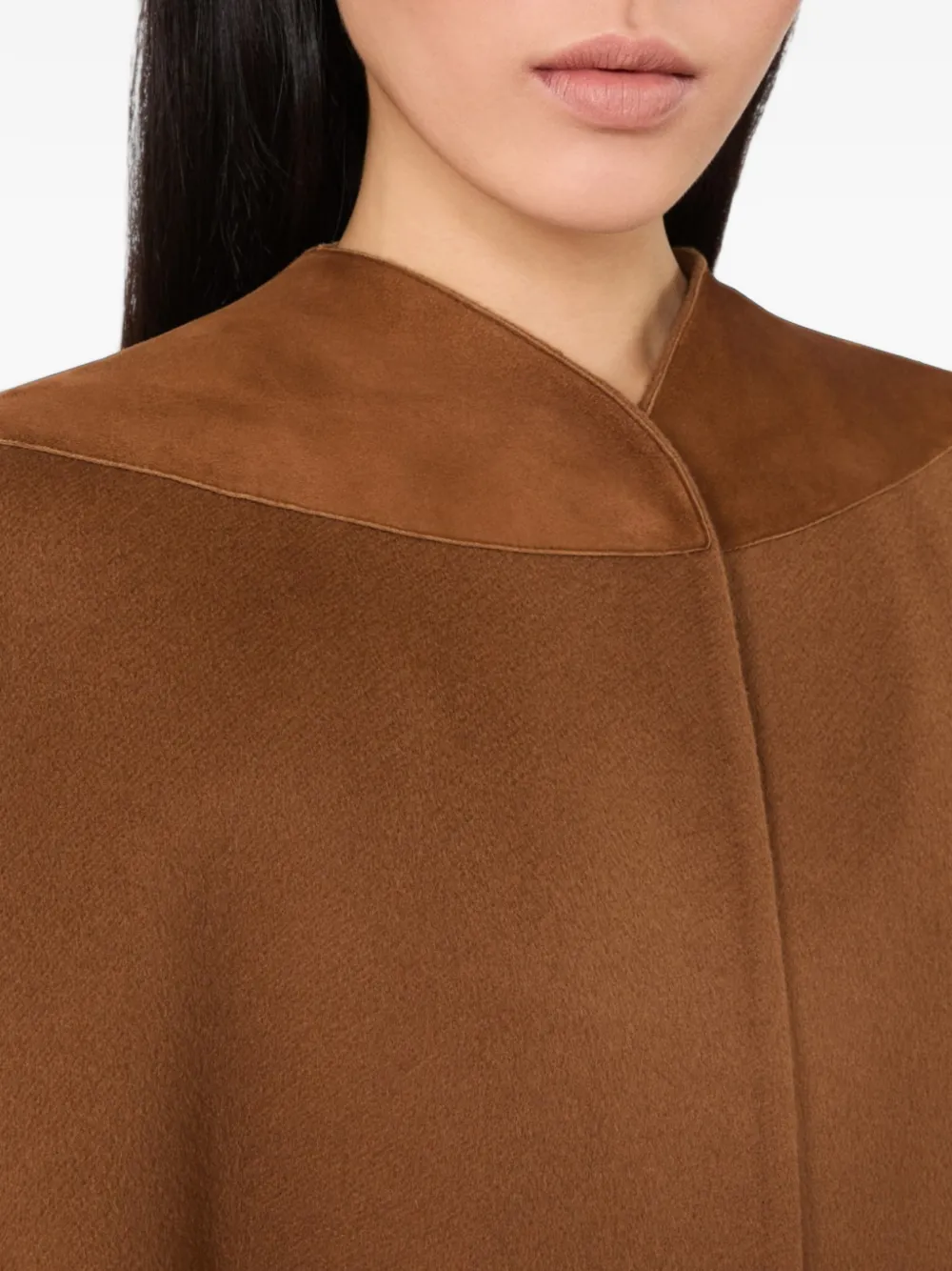 Max Mara Kasjmier jas met suède vlakken Bruin