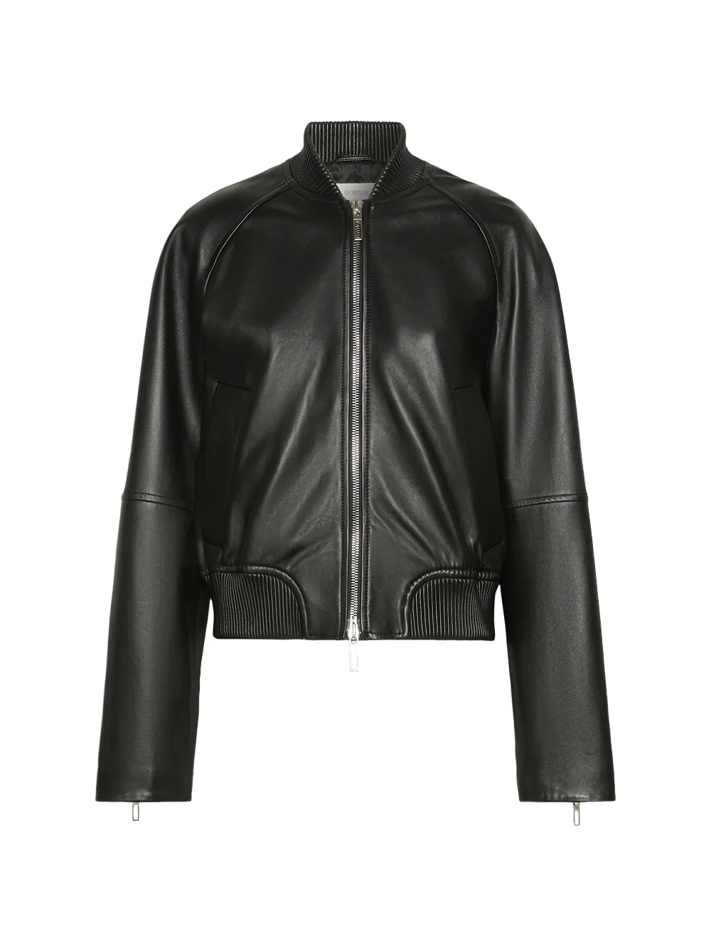 Sportmax Giacca in pelle con bordi a coste - Nero