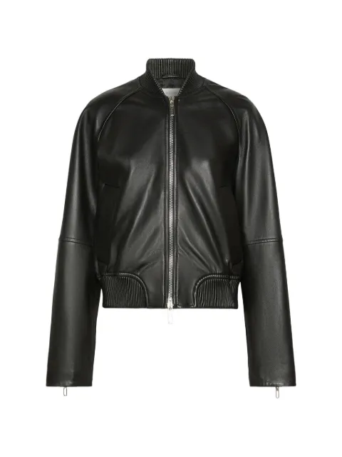 Sportmax nappa leather bomber jacket - black