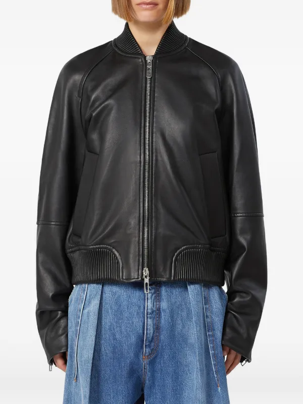 Sportmax ジップアップ レザージャケット | ブラック | FARFETCH JP