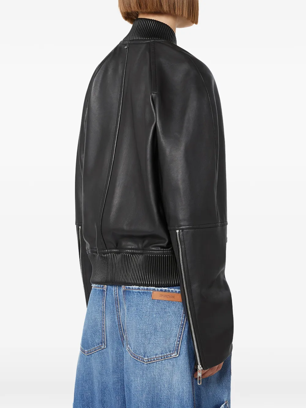 Sportmax Nappaleren bomberjack Zwart