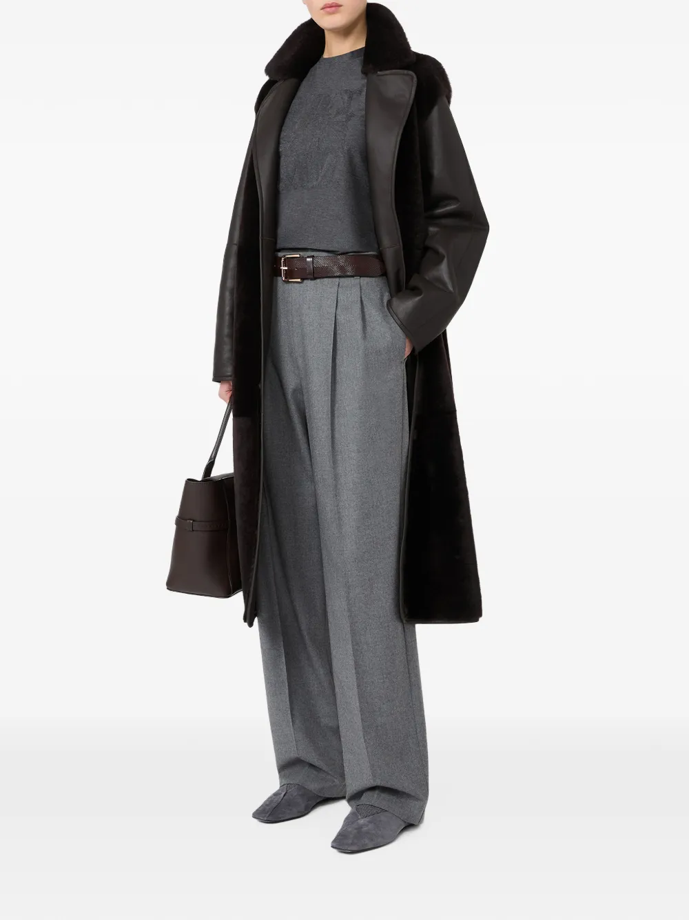 Max Mara Plooibroek met wijde pijpen Grijs