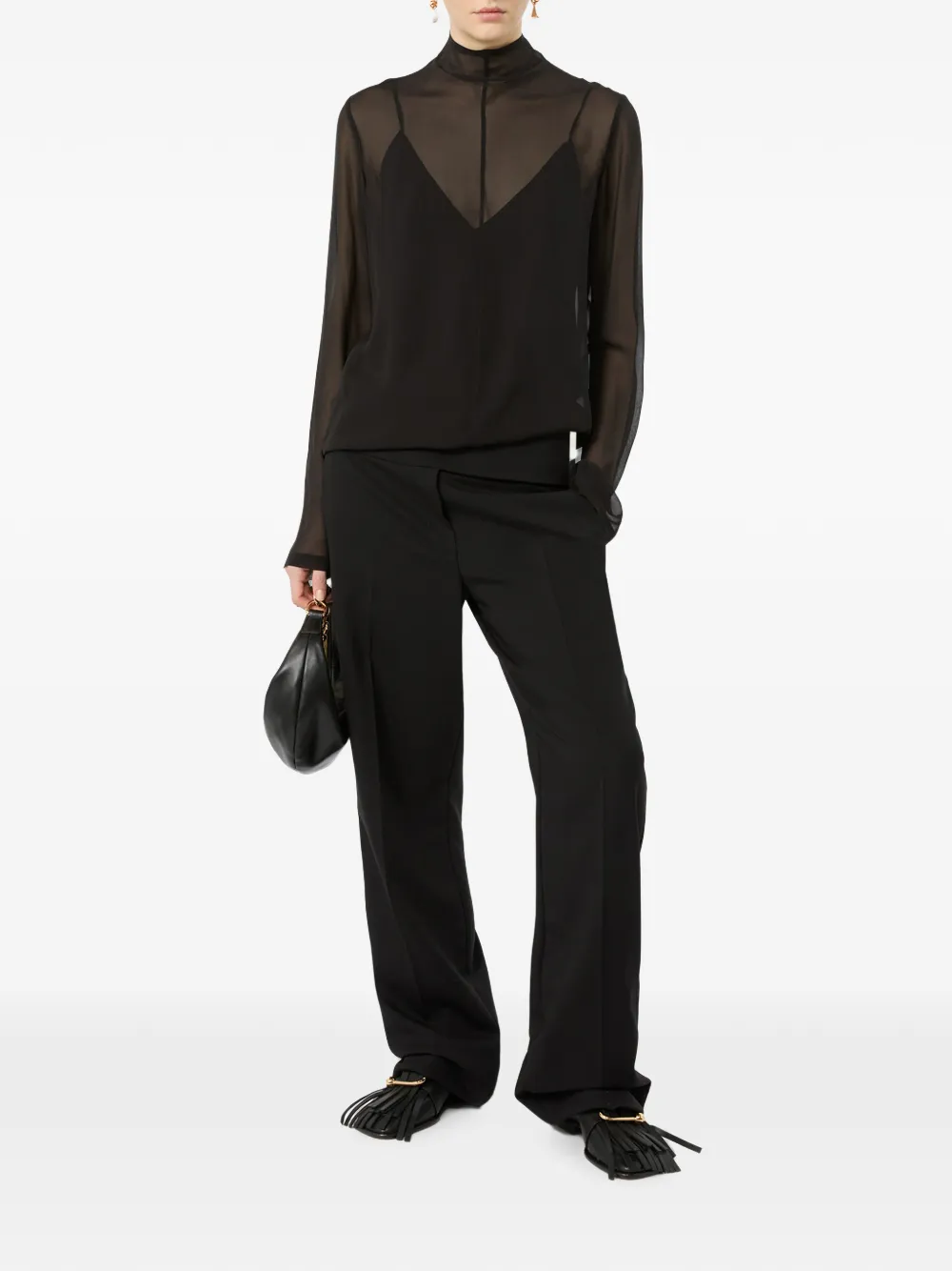 Sportmax Doorzichtige zijden blouse Zwart