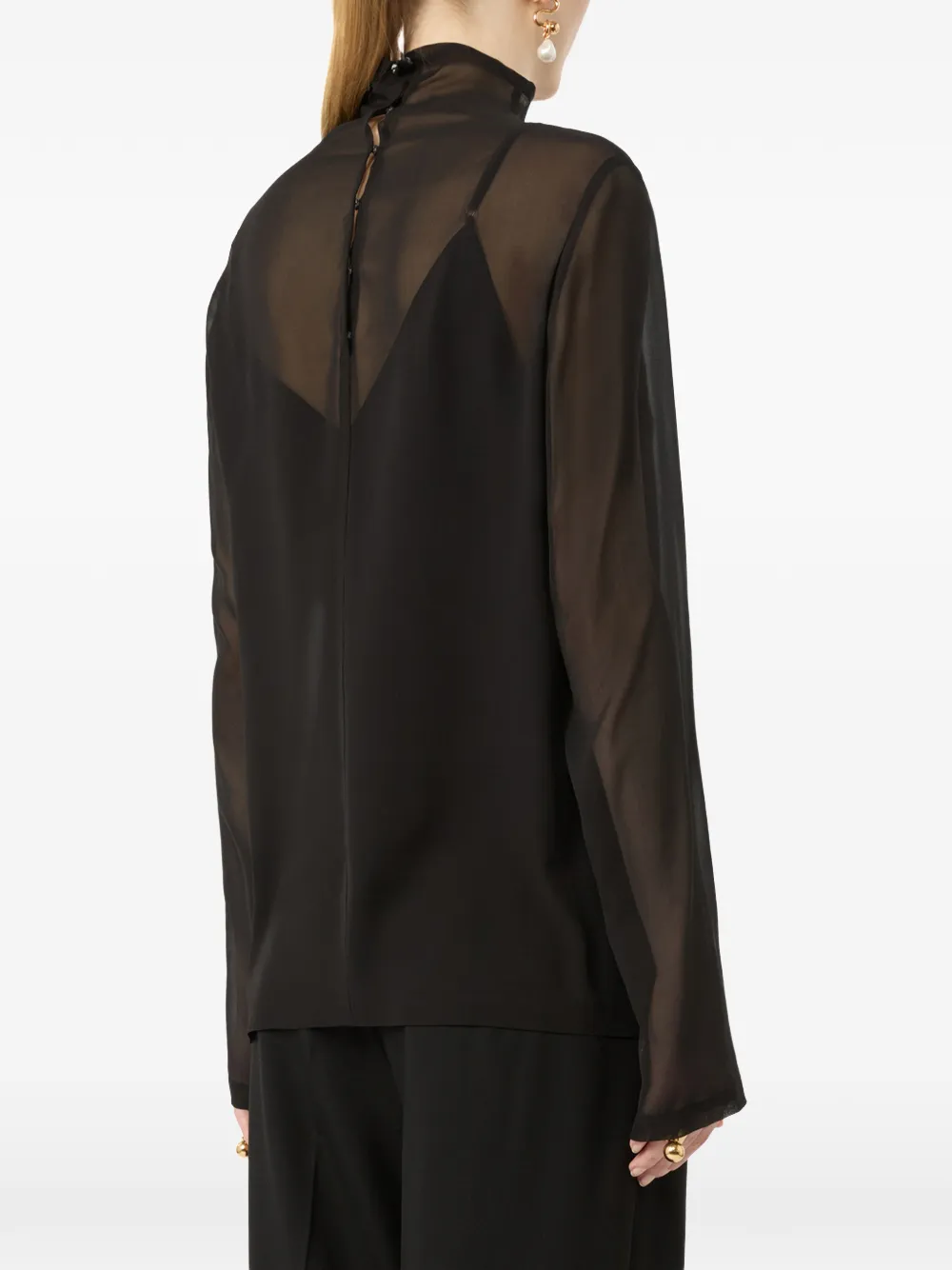 Sportmax Doorzichtige zijden blouse Zwart