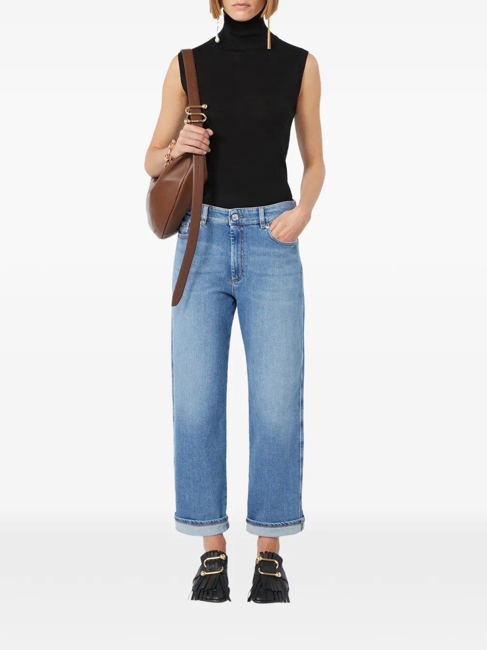 Sportmax Straight jeans met omgeslagen pijpen Blauw