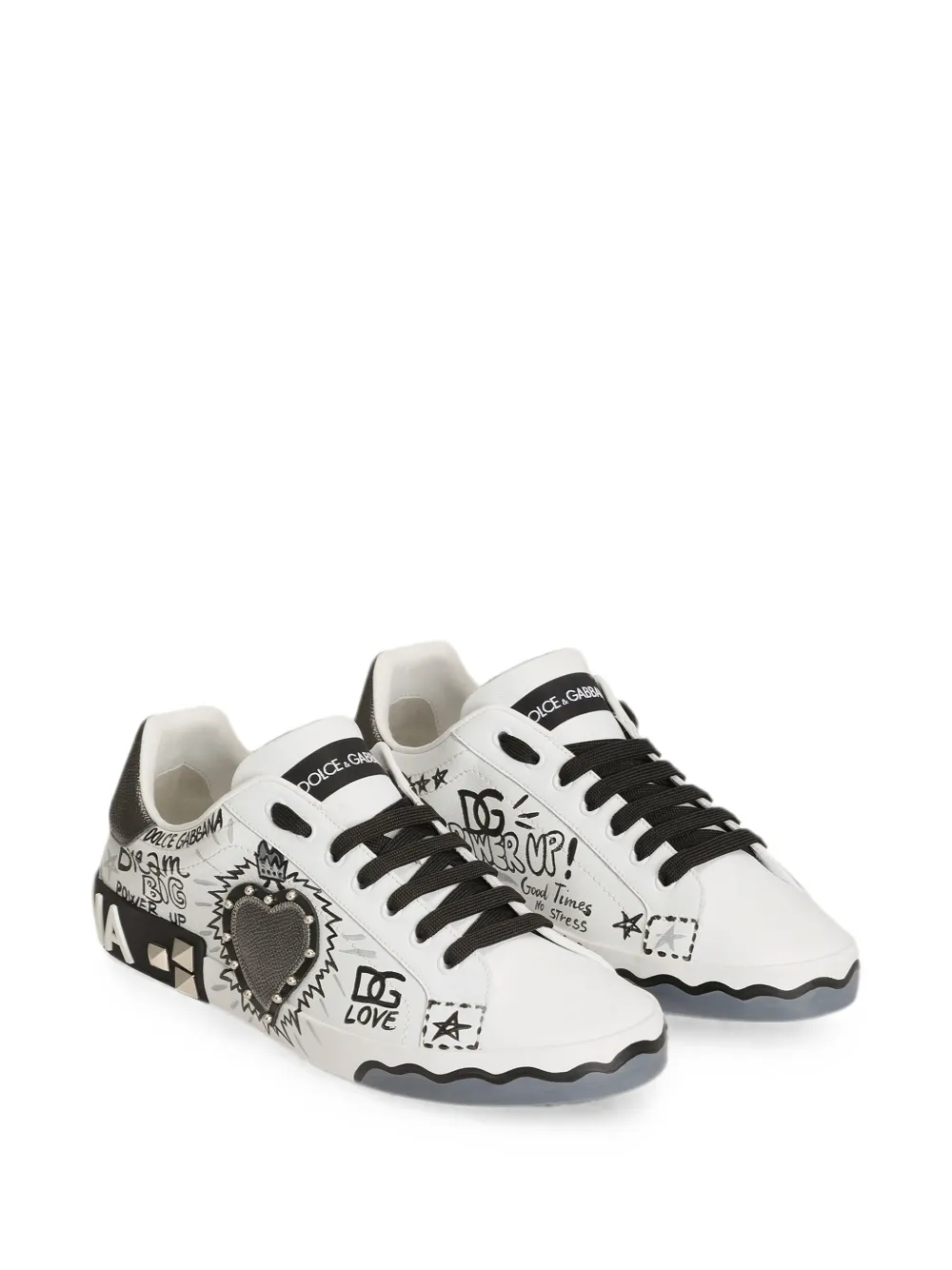 Dolce & Gabbana Portofino embellished heart-patch low-top sneakers Wit