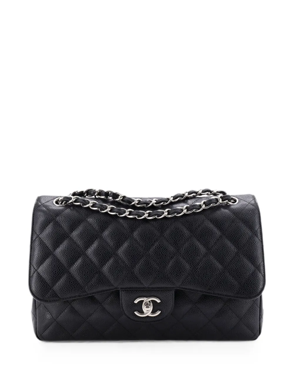 CHANEL Pre-Owned Borsa a spalla Jumbo Classic Double Flap in pelle Caviar trapuntata - Nero