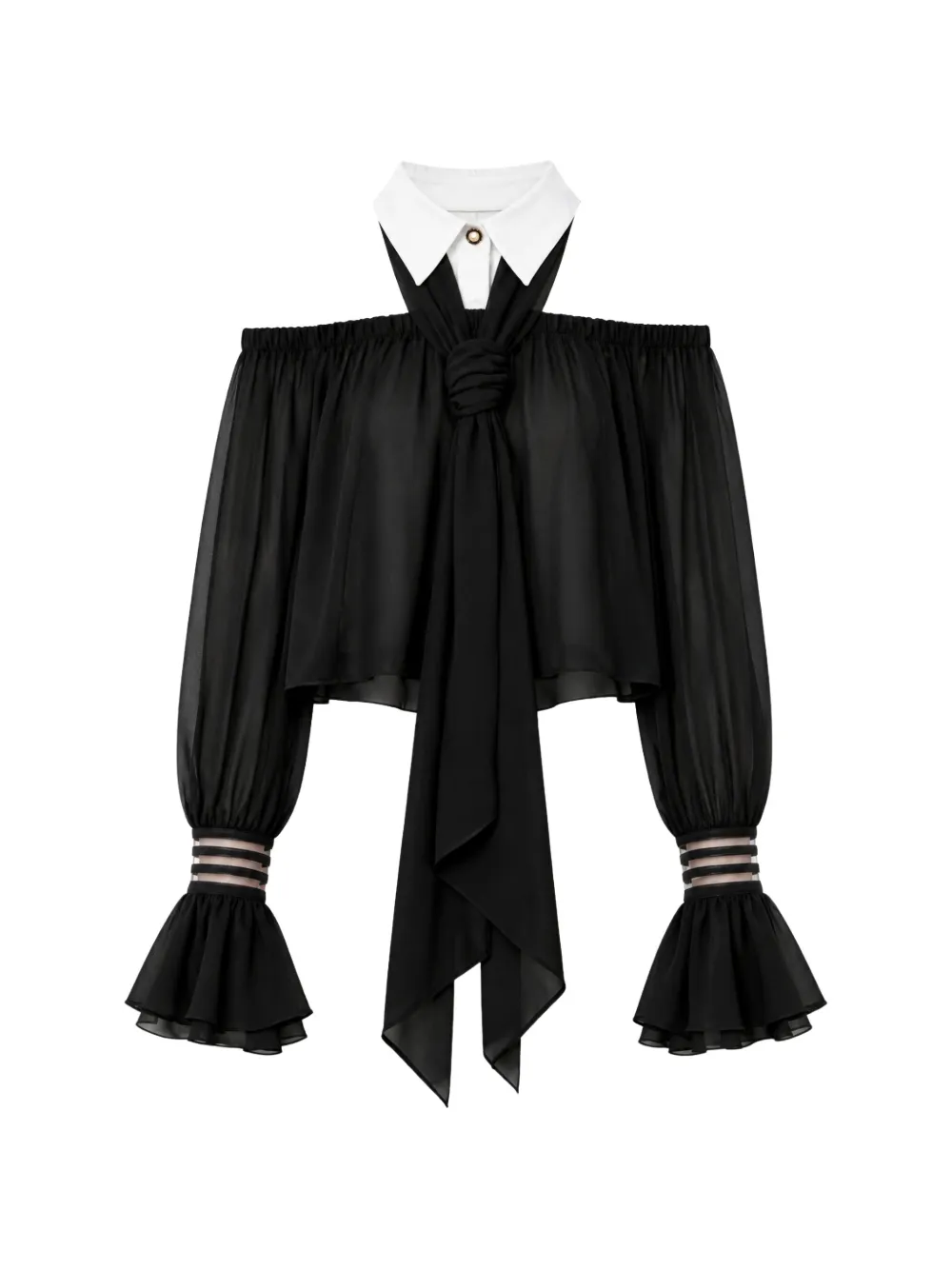 Elisabetta Franchi off-shoulder pussy-bow blouse - Nero