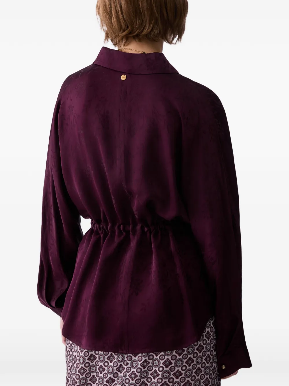 LIU JO Blouse met trekkoord en bloemen-jacquard Paars