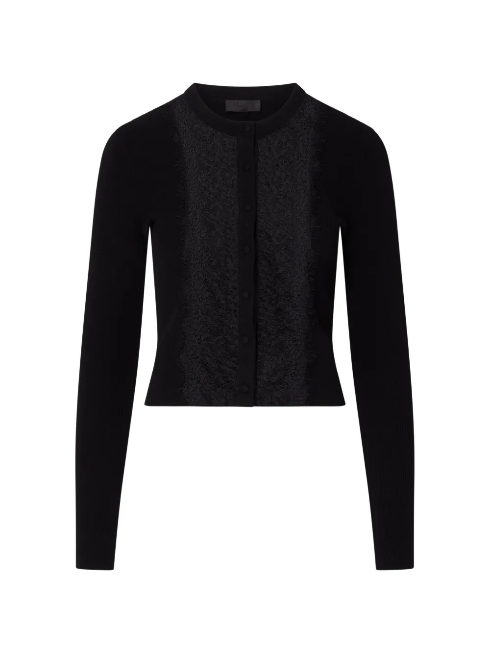LIU JO bi-material T-shirt with puff sleeves - Nero