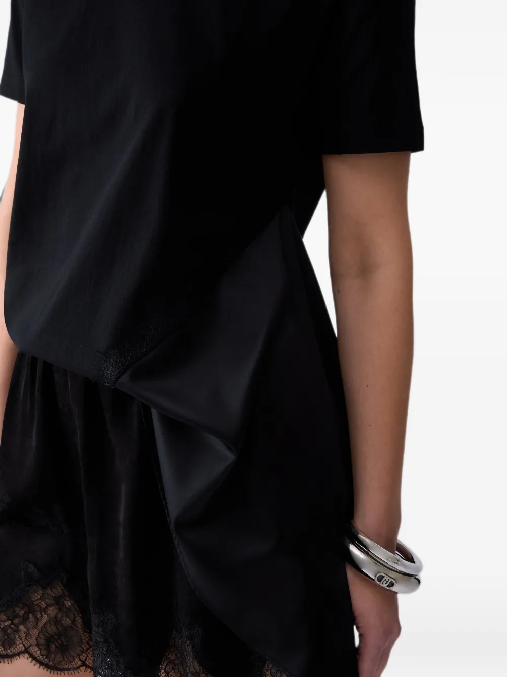 LIU JO Blouse van twee materialen Zwart