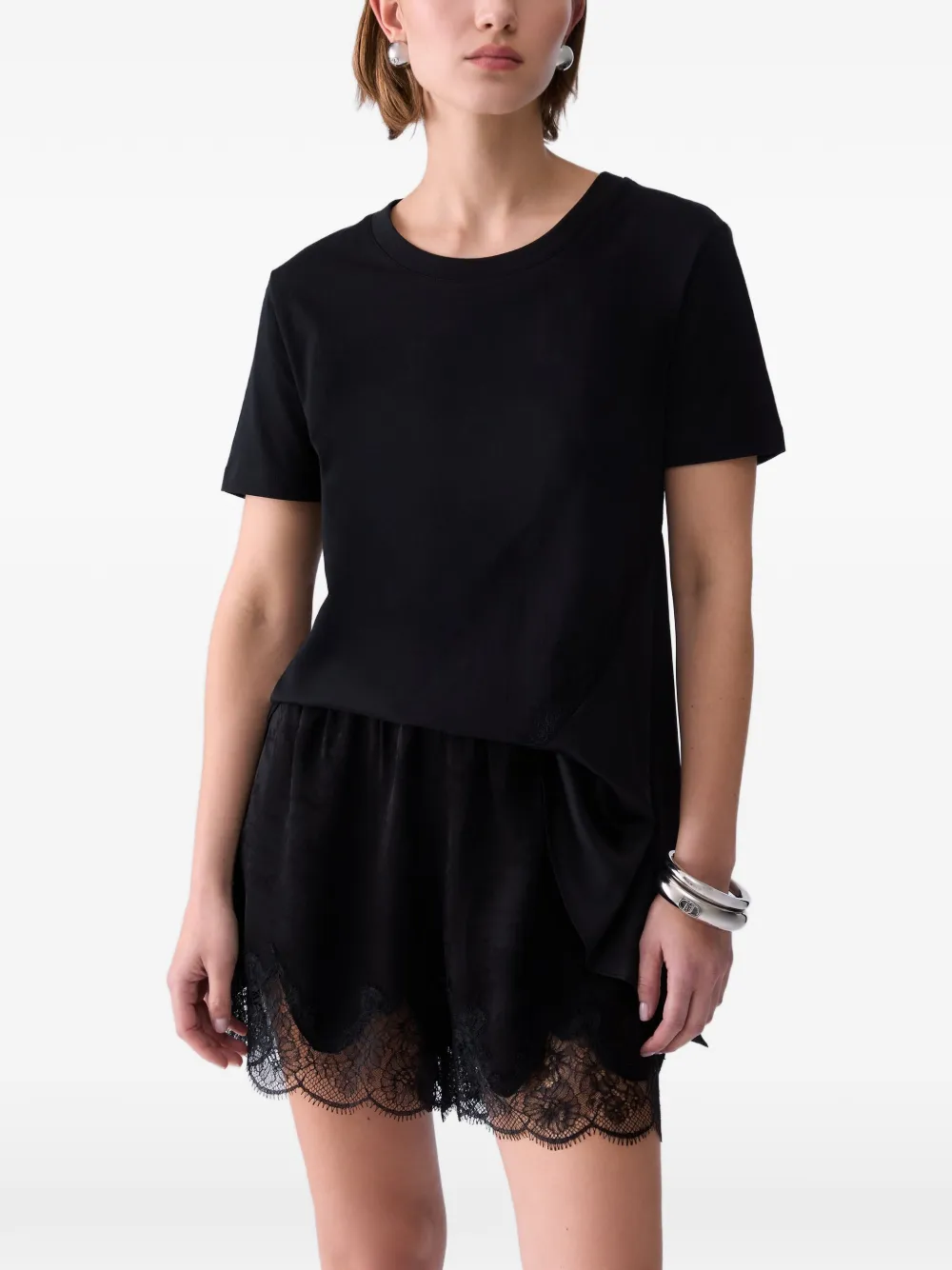 LIU JO Blouse van twee materialen Zwart