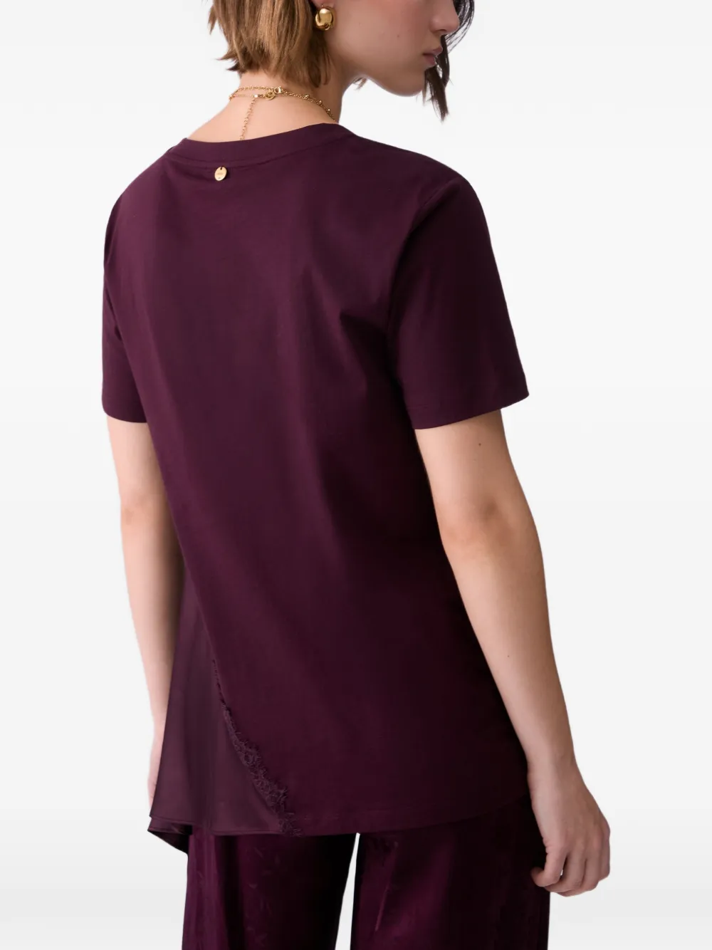 LIU JO T-shirt van twee materialen Paars