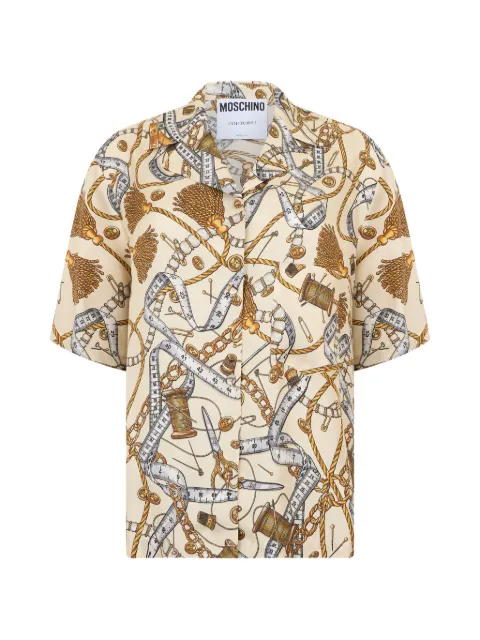 Moschino graphic-print short-sleeve silk shirt