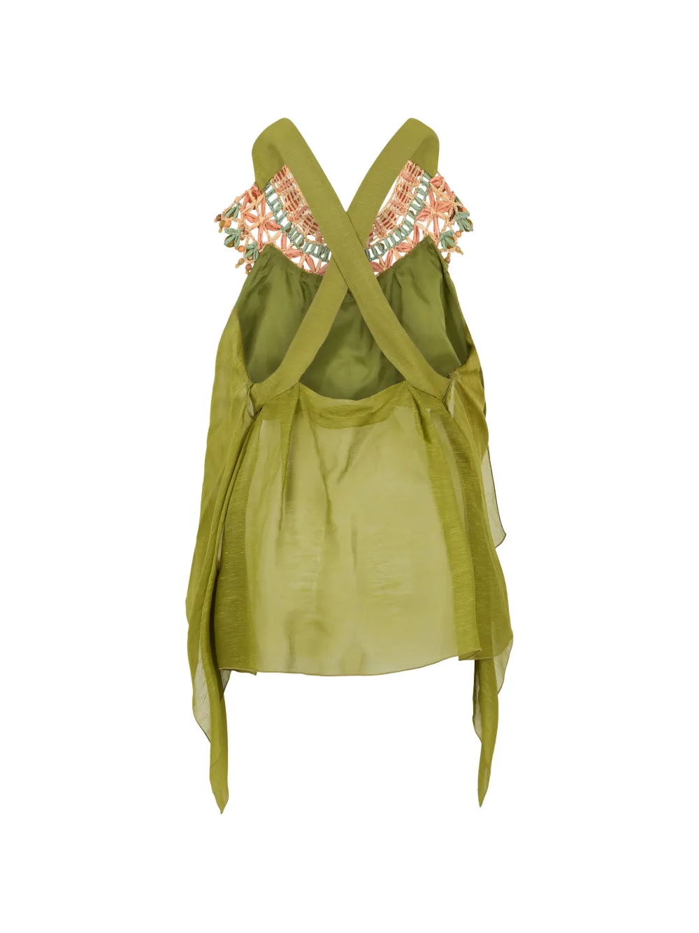 Alberta Ferretti Blouse met halternek en kralen Groen