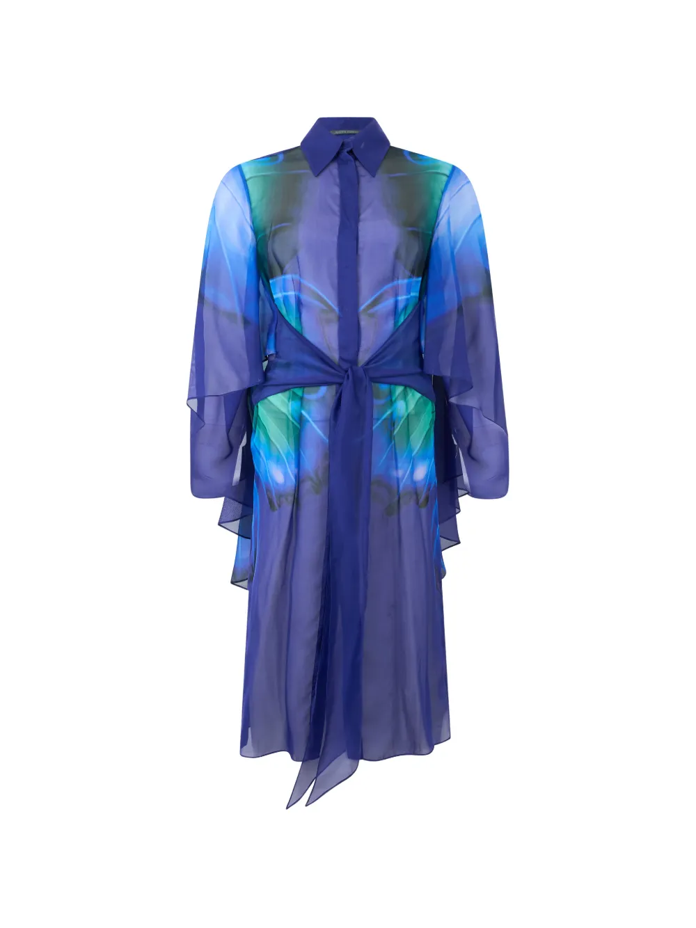 Alberta Ferretti silk long-sleeve midi dress - Blau